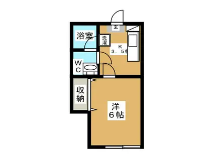 コートハウスフナツ(1K/1階)の間取り写真