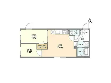 ウェルスクエア高円寺(2LDK/1階)の間取り写真