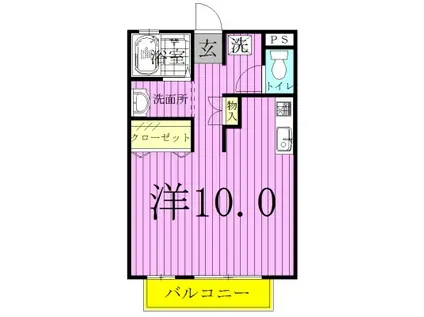 エクセル(ワンルーム/2階)の間取り写真