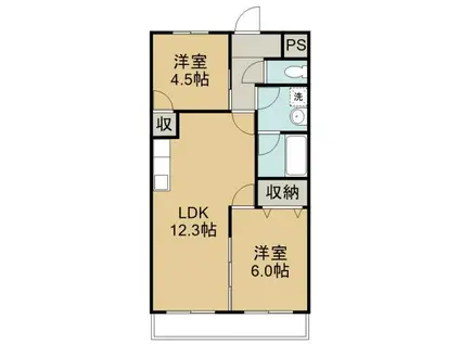 メゾン志野(2LDK/1階)の間取り写真