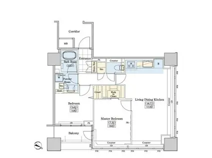 レジディアタワー上池袋(2LDK/15階)の間取り写真
