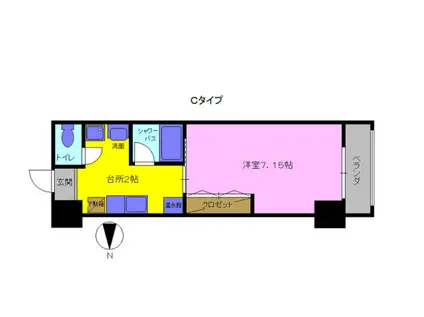 明日香大分駅南(1K/7階)の間取り写真