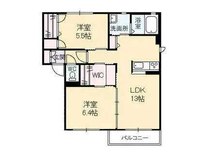 パールハイツ E棟(2LDK/2階)の間取り写真