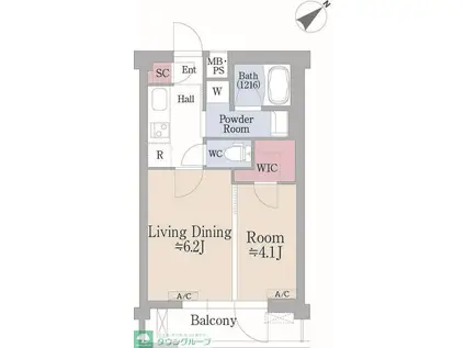 さくらクレール代々木公園(1LDK/4階)の間取り写真