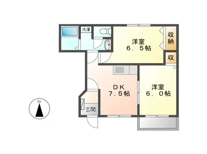 プリムローズK(2DK/1階)の間取り写真