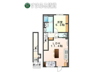 ヴィラ・竹ノ花(1LDK/2階)の間取り写真