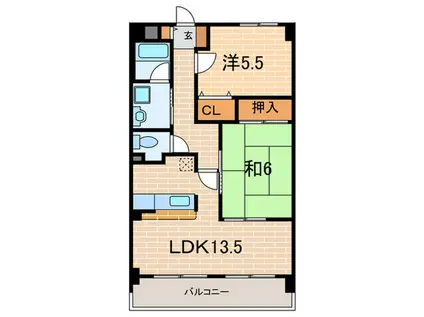 オークヒルズ山口(2LDK/1階)の間取り写真