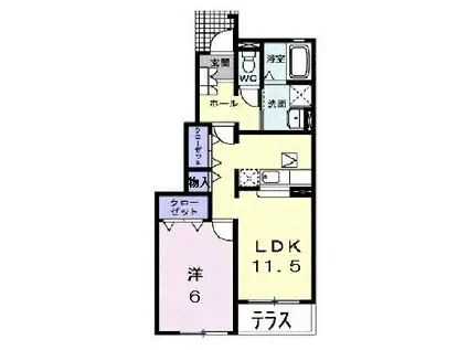 ソレイユ イズミI(1LDK/1階)の間取り写真