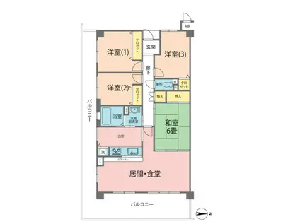 セレーノ花屋敷(4LDK/3階)の間取り写真