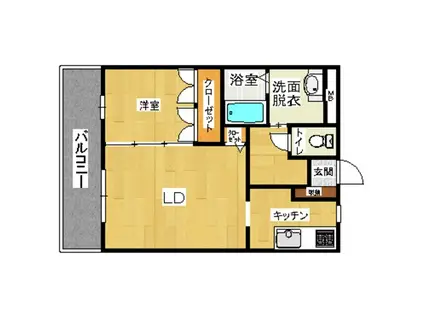 サンスティック(1LDK/2階)の間取り写真