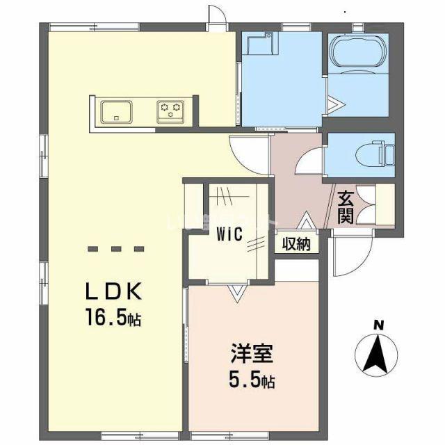 アンソレイエ21A(1LDK/1階)の間取り写真