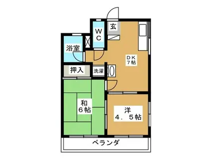 徳田マンション(2DK/1階)の間取り写真