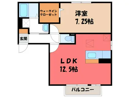 セントラルハイツE(1LDK/1階)の間取り写真