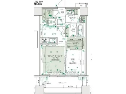 イニシア横浜桜木町(1LDK/8階)の間取り写真