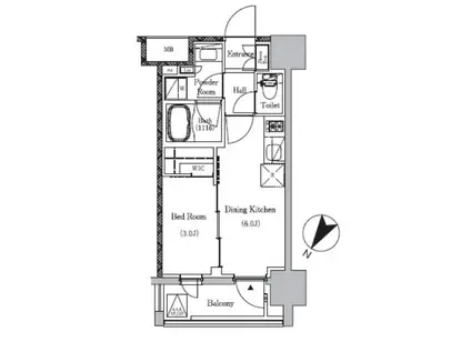 プライマルイプセ池尻大橋(1DK/5階)の間取り写真