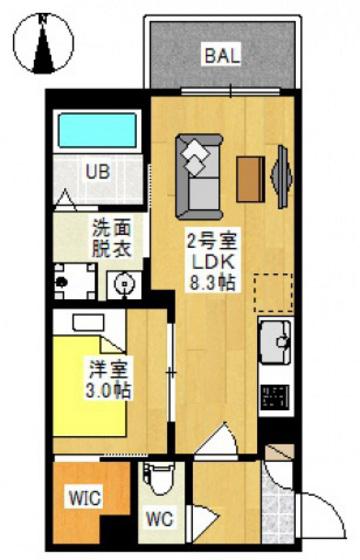 REGALEST 花尻III(1LDK/3階)の間取り写真