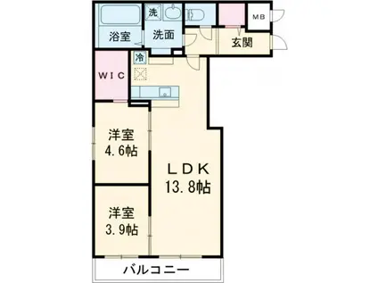 ERFOLG千歳春日(2LDK/3階)の間取り写真