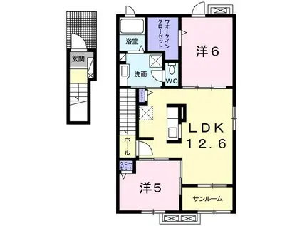ルミタージュ(2LDK/2階)の間取り写真