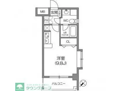 ルクレ森下レジデンス(ワンルーム/9階)の間取り写真