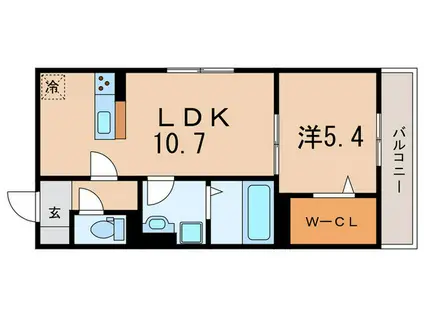 BELLPLAGE魚住(1LDK/2階)の間取り写真