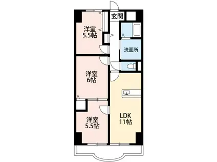 天神山マンションII号館(3LDK/9階)の間取り写真