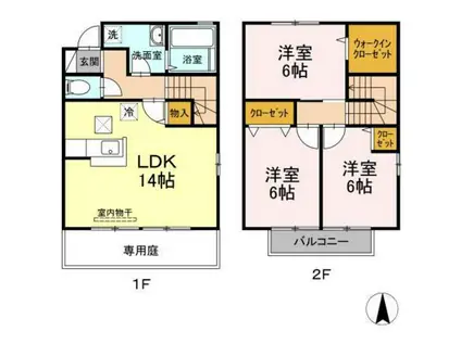 メゾングランドュール(3LDK/1階)の間取り写真