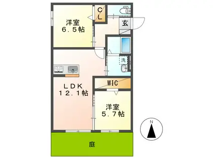 ルーチェIII(2LDK/1階)の間取り写真