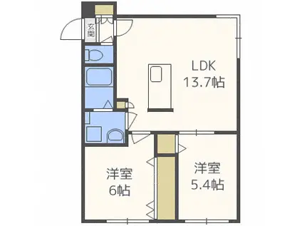 THE RESIDENCE(2LDK/4階)の間取り写真