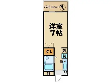 ウォンザハイムA棟(ワンルーム/2階)の間取り写真