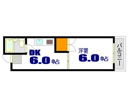 エクセル富士見(1DK/2階)の間取り写真