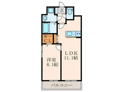 エヴァーグリーンR(1LDK/3階)の間取り写真