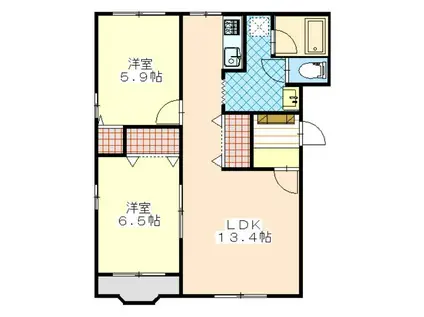 グレース小野(2LDK/2階)の間取り写真