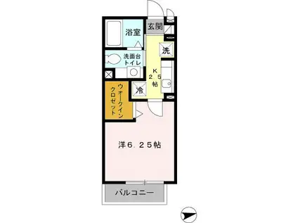 グランモア柳川AB(1K/2階)の間取り写真