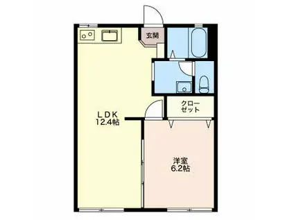 グリーンステージ白山(1LDK/1階)の間取り写真
