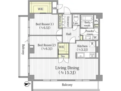 アウルフォレスト(2LDK/4階)の間取り写真