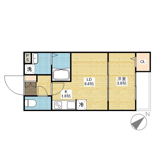 アコット春日(1LDK/3階)の間取り写真