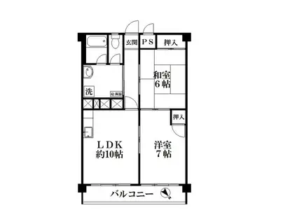 ニュー行徳第一マンション(2LDK/2階)の間取り写真