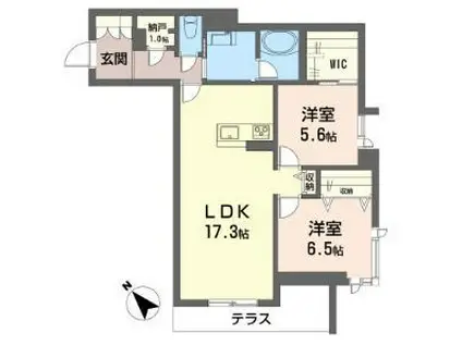 アベニールテラス浦和美園(2LDK/1階)の間取り写真