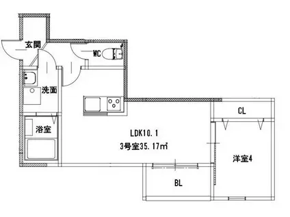 グレイスコート学園大東(1LDK/2階)の間取り写真