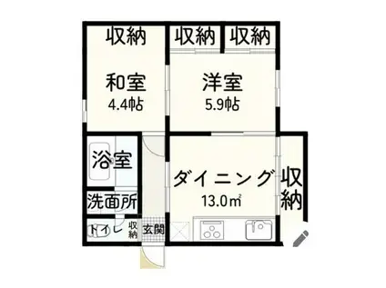 コーポ鹿内(2LDK/1階)の間取り写真