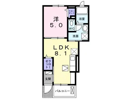 ジャイオス(1LDK/1階)の間取り写真