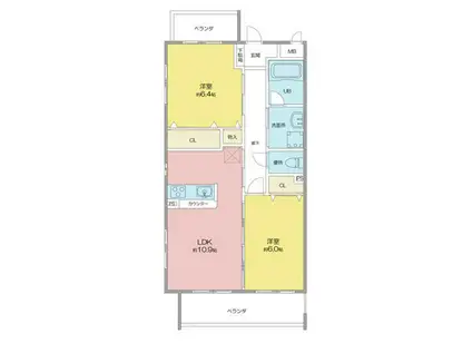 プロビデンス杁中(2LDK/1階)の間取り写真