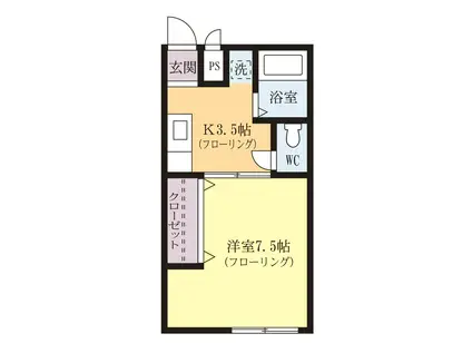 グリーンハイツ春日(1K/1階)の間取り写真