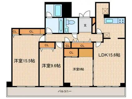 芦屋ロイヤルホームズ(3LDK/2階)の間取り写真