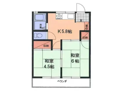 コーポ松風(2DK/2階)の間取り写真