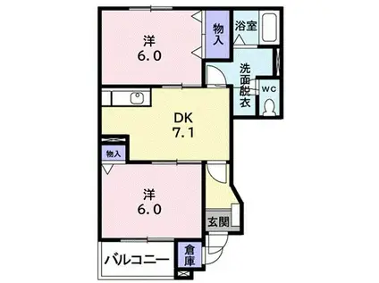 サンドリヨン1(2DK/1階)の間取り写真