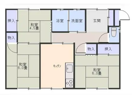 ハウス鳥屋場(3DK/1階)の間取り写真