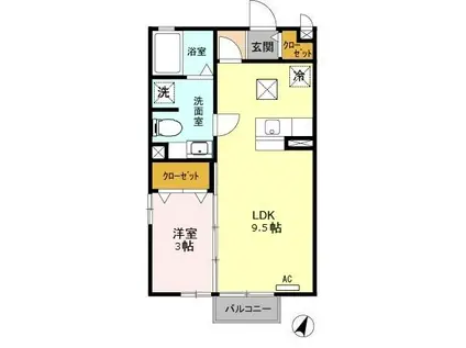 MK14 A(1LDK/1階)の間取り写真