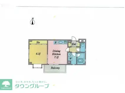 コスモス市ヶ尾II(1DK/2階)の間取り写真