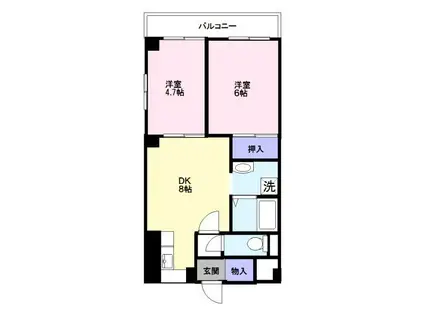 竹の塚ハイツ(2DK/4階)の間取り写真